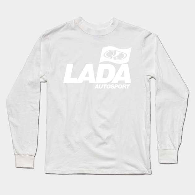 Lada Autosport with flag logo (white) Long Sleeve T-Shirt by GetThatCar